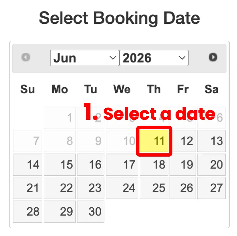 Select a date and tee-off time